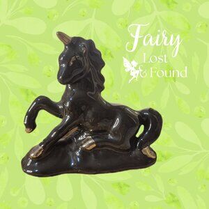 Vintage Black & Gold Unicorn Trinket